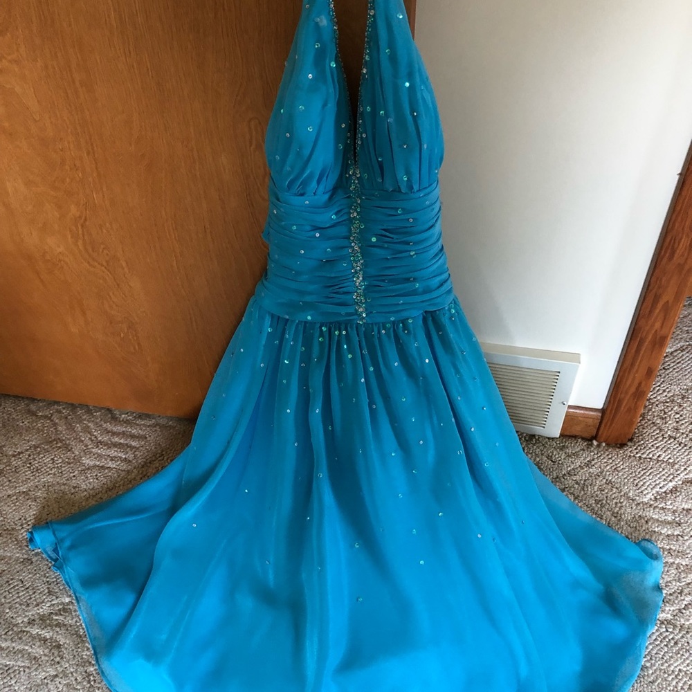 Turquoise prom or party gown